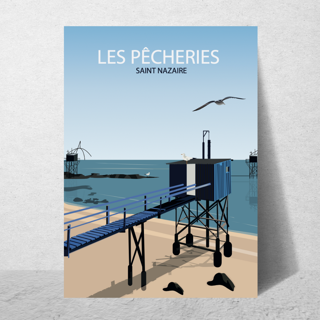 Affiche de Saint Nazaire, Les Pêcheries, cadeau original