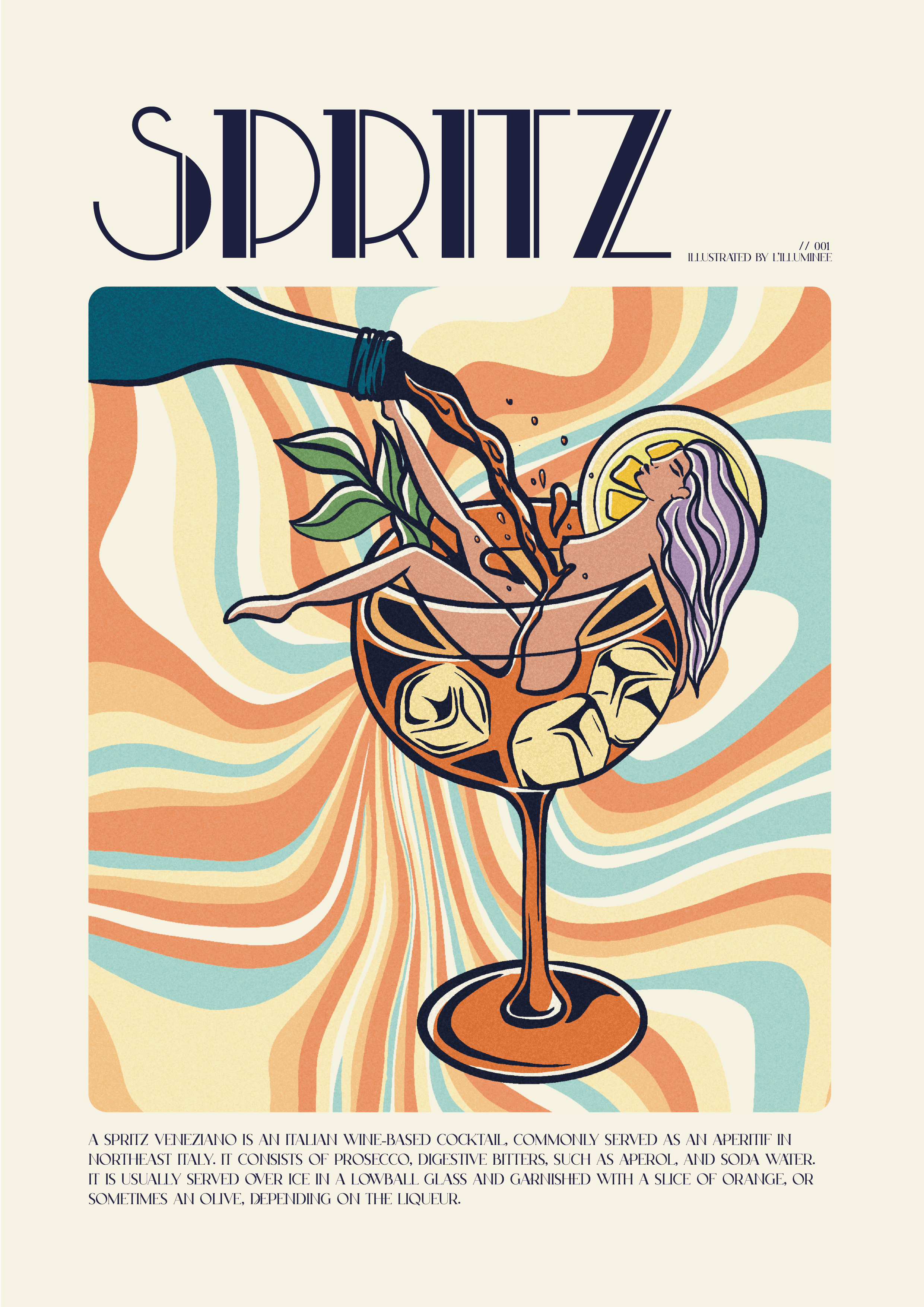 Affiche vintage Spritz Cocktail – La Rue Française