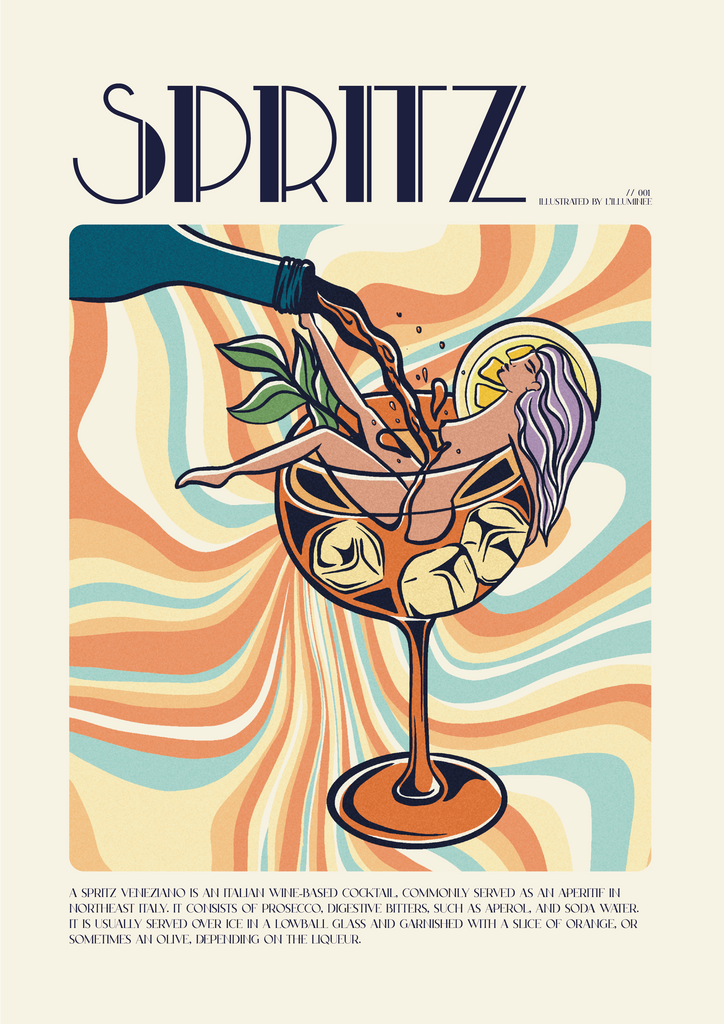 Affiche vintage Spritz Cocktail, édition baigneuse