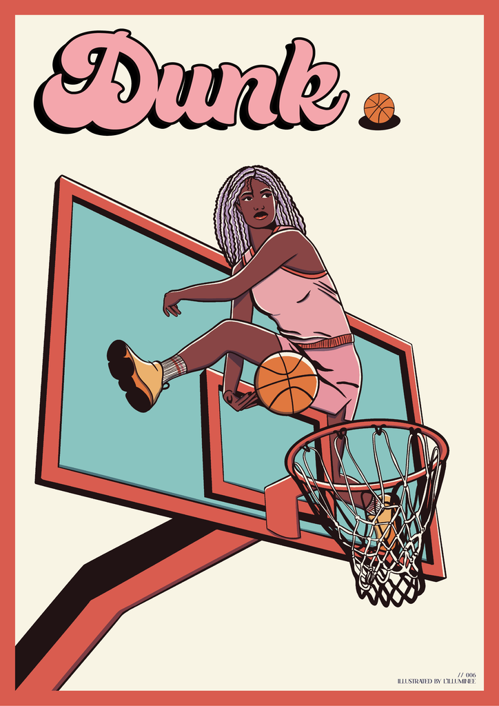 Affiche vintage sport, basketball dunk