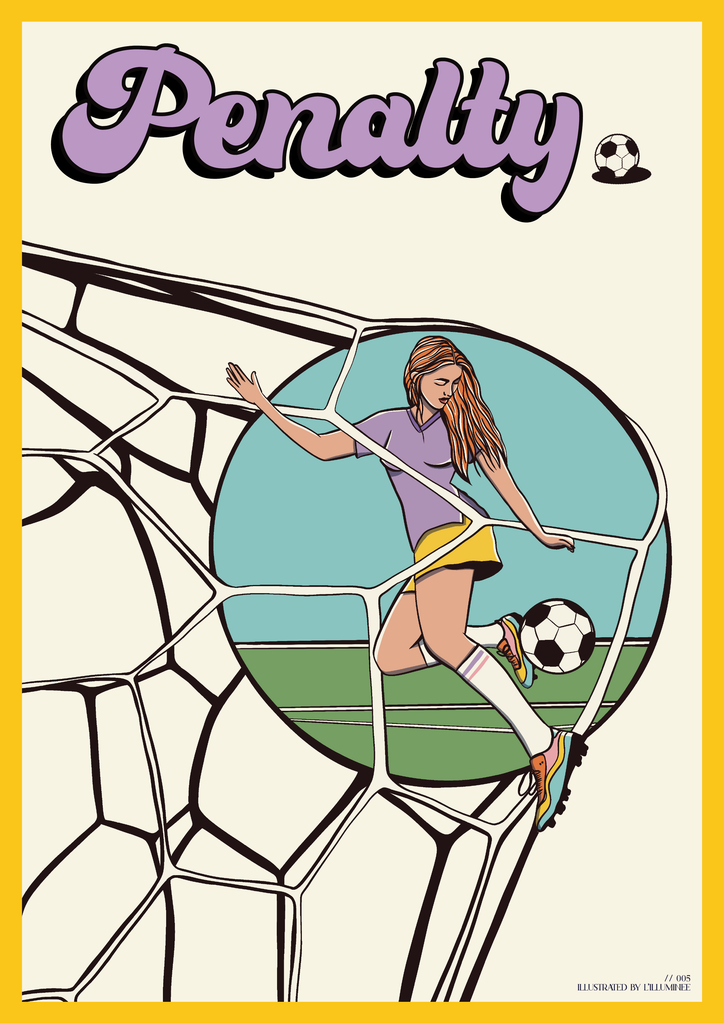 Affiche vintage sport, football féminin