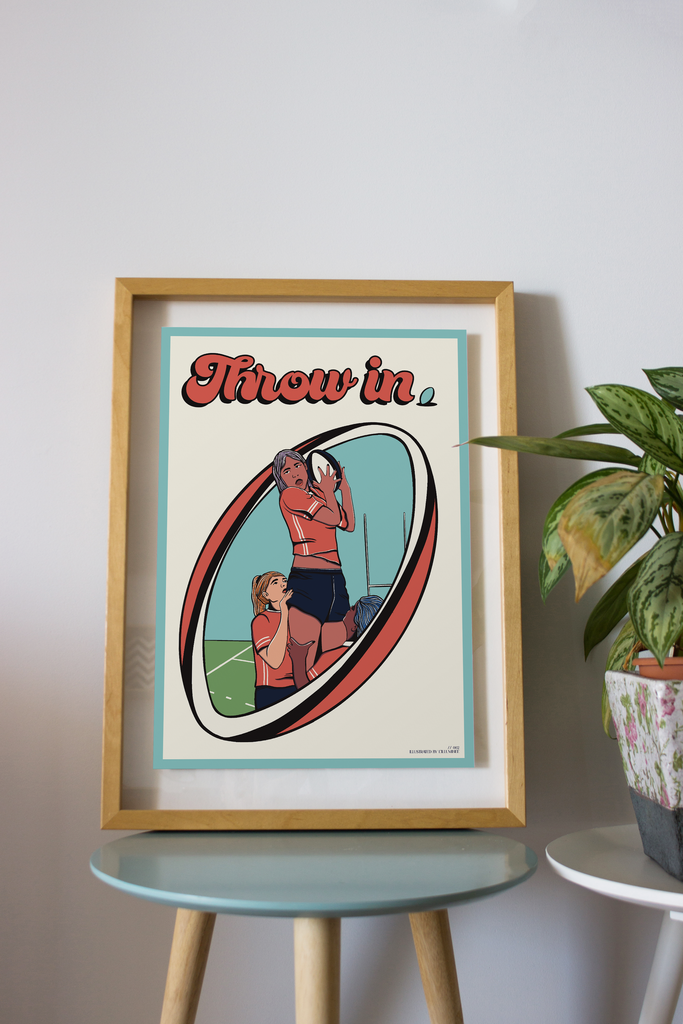 Poster vintage sport, rugby feminin