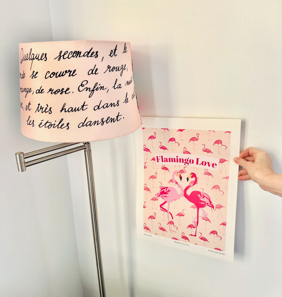 Affiche Flamingo Love, cadeau amoureux, Dolcenola Studio, imprimée en France